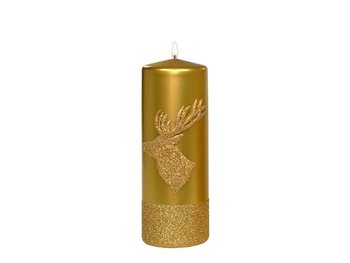 Świeca pieńkowa świąteczna złota metalik 200mm - Adpal