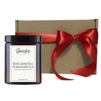 Świeca sojowa BERGAMOTKA POMARAŃCZA 180ml w pudełku prezentowym gotowy upominek na zakończenie roku podziękowanie - Swicks