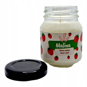 Świeca Sojowa ręcznie wykonana Handmade 80 ml zapach Malina - Knot i Wosk