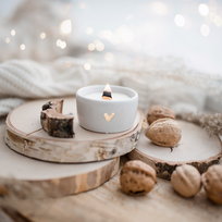 Świeca sojowa w czarce 50 ml MINI- złote serduszko - Piernik