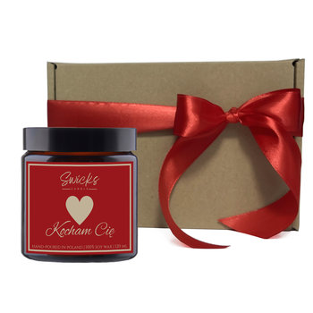 Świeca sojowa z napisem Kocham Cię 120 ml w pudełku prezentowym - Swicks