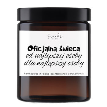 Świeca sojowa z napisem prezent -od najlepszej osoby dla najlepszej osoby - Swicks