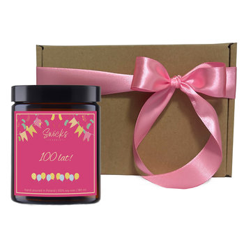 Świeca Sojowa Z Napisem Sto Lat 180 Ml W Pudełku -Prezent Na Urodziny - Swicks