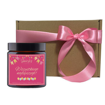 Świeca Sojowa Z Napisem Wszystkiego Najlepszego 120 Ml W Pudełku -Prezent Na Urodziny - Swicks