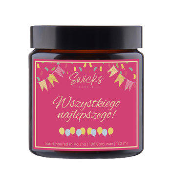 Świeca Sojowa Z Napisem Wszystkiego Najlepszego Na Urodziny 120 Ml - Swicks