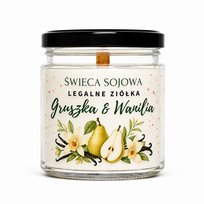 ŚWIECA SOJOWA ZAPACHOWA NA PREZENT WANILIA GRUSZKA LEGALNE ZIÓŁKA DO 35 H