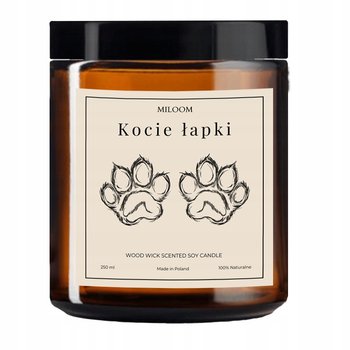 Świeca Sojowa Zapachowa z Drewnianym Knotem KOCIE ŁAPKI 230 ml Miloom - inna (Inny)