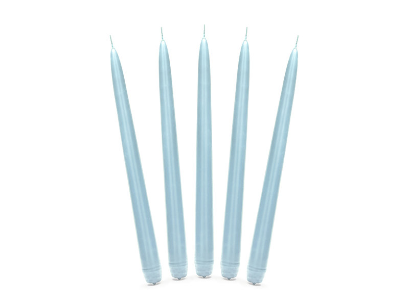 Świeca stożkowa matowa, błękit, 24 cm, 10 sztuk