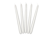 Świeca stożkowa metalizowana perłowa, 24 cm, 5 szt.