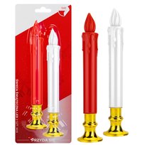 Świeca Świąteczna Świeczka Led Świeczki Długie Baterie Ozdoba Święta 2 Szt Biały I Czerwony