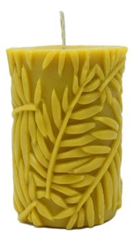 Świeca z wosku pszczelego walec z liśćmi - Natural Wax Candle