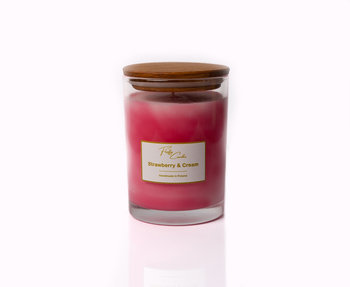 Świeca zapachowa Fluffy Candle STRAWBERRY & CREAM, sojowa, marmurkowa, 100% ECO / Fluffy Candle - Inny producent