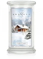 Świeca zapachowa KRINGLE CANDLE, Cozy Cabin, duży, klasyczny słoik, 2 knoty