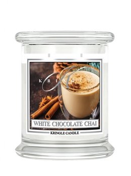 Świeca zapachowa Kringle Candle White Chocolate Chai, średni, klasyczny słoik, 411 g, z 2 knotami - Kringle Candle