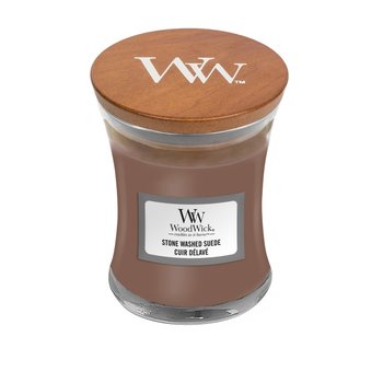 Świeca zapachowa Woodwick STONE WASHED SUEDE, mały słoik, 85g - Woodwick