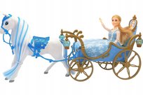 ŚWIECĄCA KAROCA LALKA KOŃ XXL LODOWA KSIĘŻNICZKA KARETA POJAZD 52cm 332A