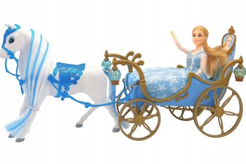 ŚWIECĄCA KAROCA LALKA KOŃ XXL LODOWA KSIĘŻNICZKA KARETA POJAZD 52cm 332A - Inna marka