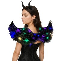 Świecące skrzydła LED czarne 64cm Demona Czarny Anioł