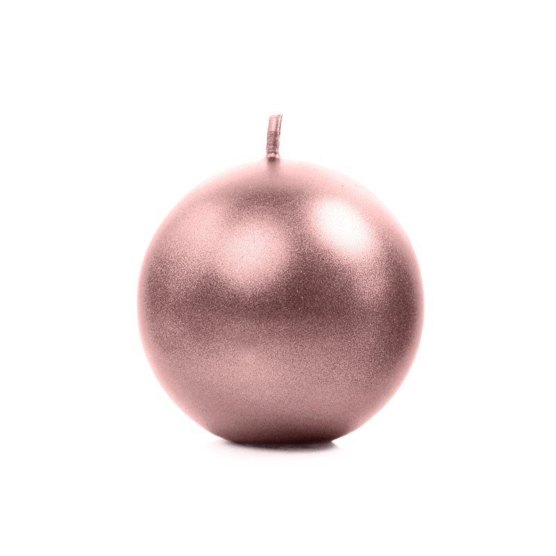 Świece kule, metalizowane 8cm 6szt rosegold