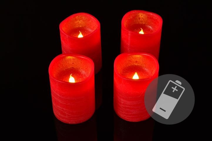 Świece LED, czerwone, 4 szt.