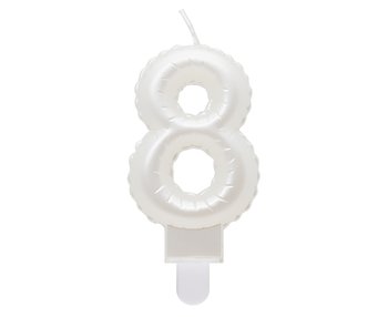 Świeczka B&C Cyferka 8, Perłowa Biała, 7 Cm - GoDan