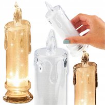 ŚWIECZKA ELEKTRYCZNA WKŁAD DO ZNICZY ŚWIECZKA BROKATOWA 16CM Z BATERIAMI