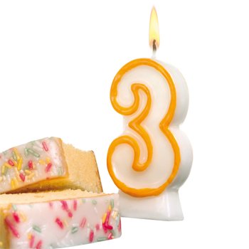 Świeczka na tort, cyfra 3, 7,7 cm - Pelikan