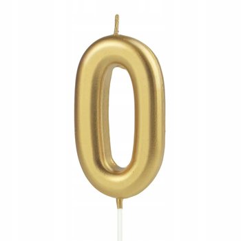 Świeczka na tort urodzinowa cyfra 0 złota 10 cm - PartyPal