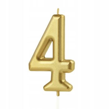 Świeczka na tort urodzinowa cyfra 4 złota 10 cm - PartyPal
