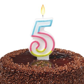 Świeczka na tort urodziny cyfra 5 7,5cm SUSY-CARD - cyfra 5 - Pelikan