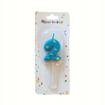 Świeczka Niebieska 2 Numer Cyfra Elegancka Urodziny Dziecka Świeczki Donut - Inna marka