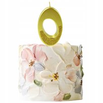 Świeczka ozdoby na tort cyfra 0 z brokatem dekoracje urodzinowe złoty