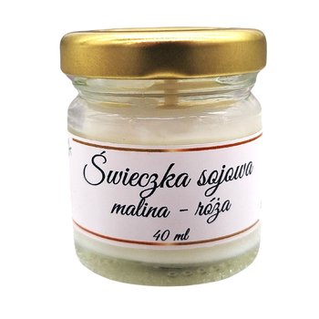Świeczka Sojowa Malina i Róża 40 ml – Ręcznie Robiona w Szklanym Słoiczku - inna (Inny)