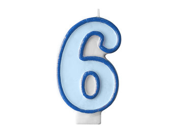 Świeczka urodzinowa, Cyferka 6, niebieska, 7 cm - PartyDeco