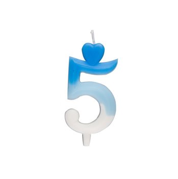 Świeczka urodzinowa cyferka biało-niebieska 5 - Inna marka