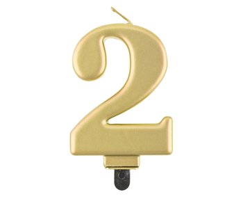Świeczka urodzinowa, cyfra 2, złota - GoDan