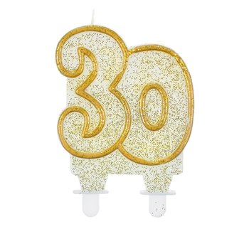 Świeczka urodzinowa, liczba 30, złoty kontur - GoDan