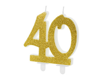 Świeczka urodzinowa, liczba 40, złota, 7,5 cm - PartyDeco