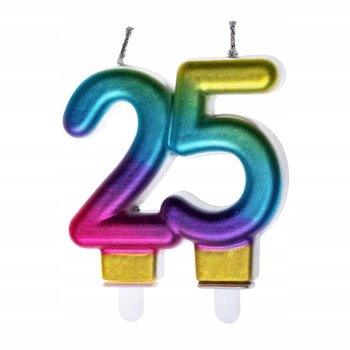 Świeczka urodzinowa metalizowana kolor, Cyfra 25 - MK Trade