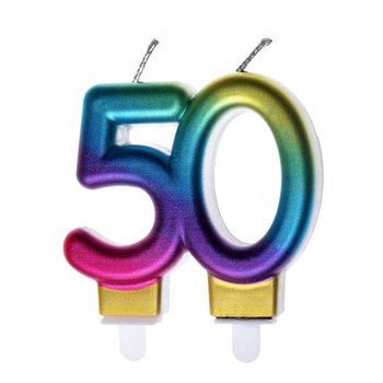 Świeczka urodzinowa metalizowana kolor Cyfra 50 - MK Trade