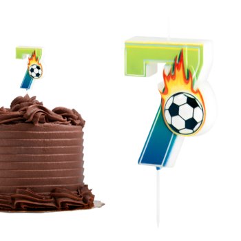 Świeczka urodzinowa na tort Football Piłka Nożna Piłkarz ogień cyfra 7 - ABC