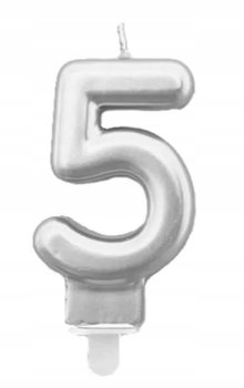 Świeczka Urodzinowa Na Tort Srebrna Cyfra 5 Tp - Tamipol