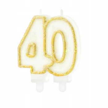 Świeczka urodzinowa złota 40 na tort tortowa cyfra - PartyPal