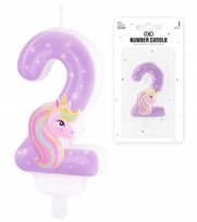 ŚWIECZKA URODZINY DEKORACJA NA TORT JEDNOROŻEC UNICORN CYFRA 2