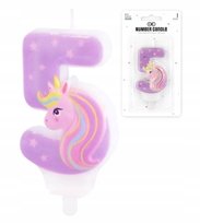 ŚWIECZKA URODZINY DEKORACJA NA TORT JEDNOROŻEC UNICORN CYFRA 5