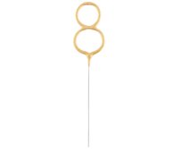 Świeczka, zimne ognie, cyfra 8, złota