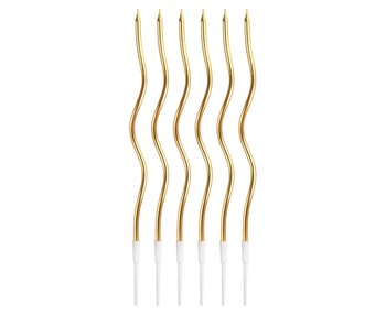 Świeczki B&C Świderki, metaliczne złote, 16 cm, 6 szt. - GoDan