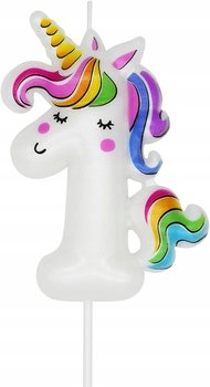 ŚWIECZKI DEKORACJE NA TORT ŚWIECZKA URODZINY JEDNOROŻEC CYFRA 1 - Inna marka