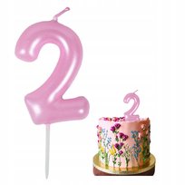 Świeczki na tort cyfra 2 różowy perła świeczka urodzinowa dekoracje na tort