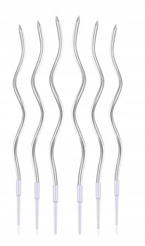 ŚWIECZKI NA TORT dekoracje urodzinowe OZDOBA ŚWIECZKA zakręcone srebrny - Amigo